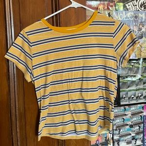 yellow and blue striped crop top